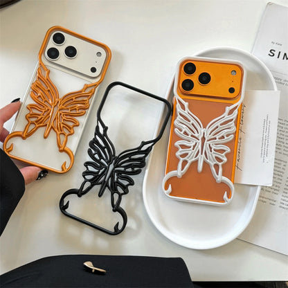Orange 3D Butterfly Hollow Dissipate Heat Phone Case For iPhone