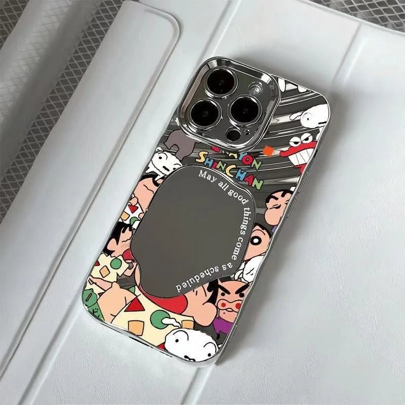Crayon Shin-Chan Mirror Phone Case For iPhone
