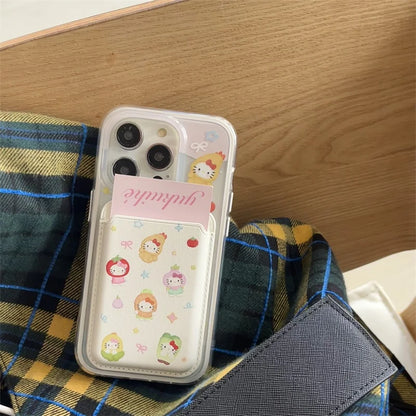 Cute Cartoon Vegetable Fruit Hello Kitty Magsafe Card Wireless Charge Phone Case