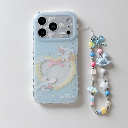 Blue Hollowed Out Love Horse Riding Jade Guigou For iPhone