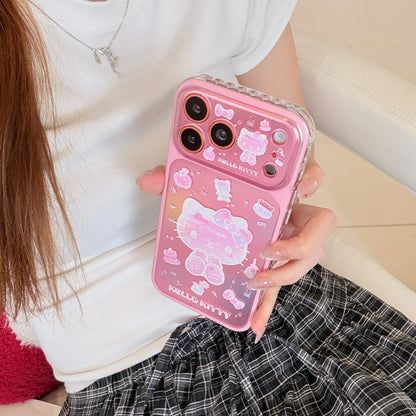 Kawaii Cartoon Sanrio Cute 3D Cartoon Pink KT Stand Holder Phone Case For iPhone