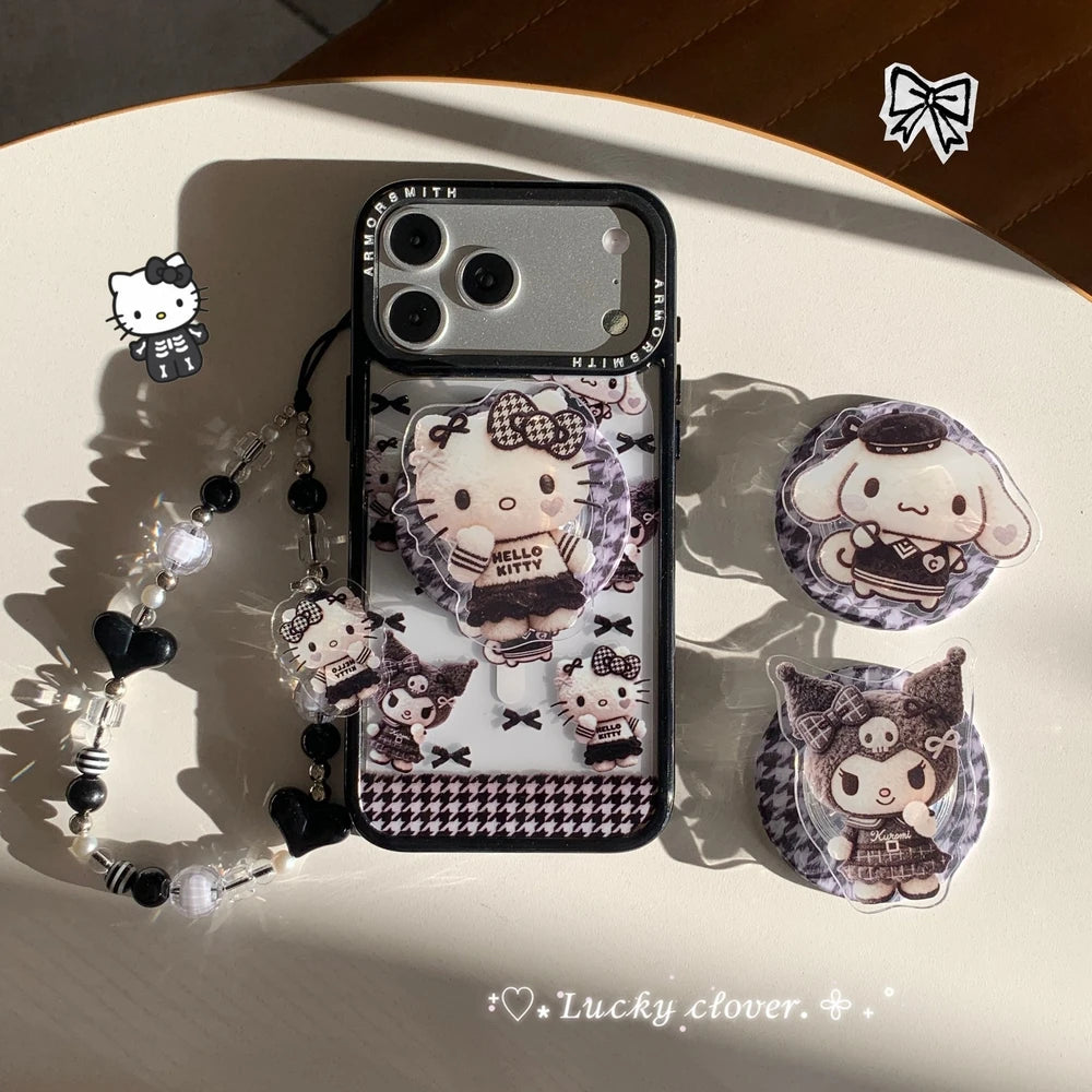 Magnetic Holder Wireless Charge Sanrio Hello Kitty Kuromi Melody Phone Case For iPhone