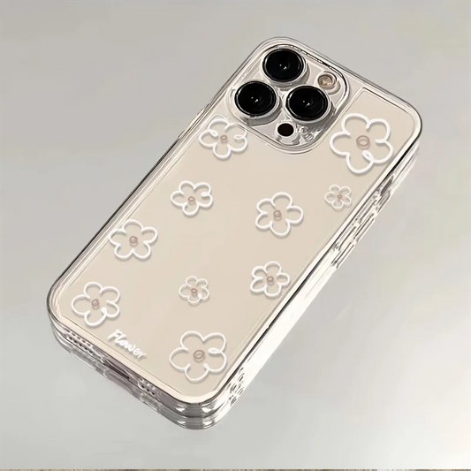 White Flower Bumper Clear Cover Transparent Phone Case
