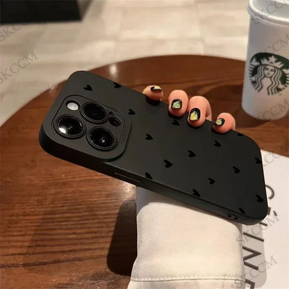 Black Love Heart Phone Case For iPhone