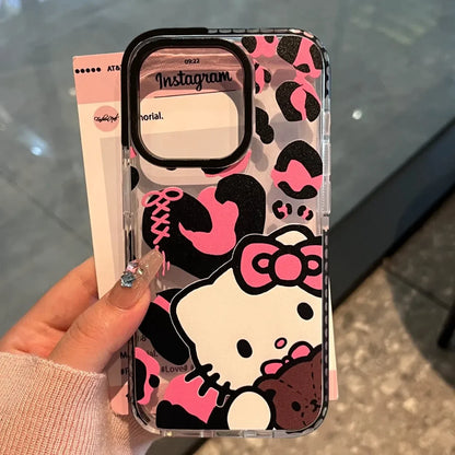 Hello Kitty Leopard Print Bow Phone Case For iPhone