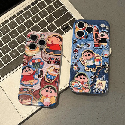 Anime Cute Crayon Shin-Chan Phone Case For iPhone