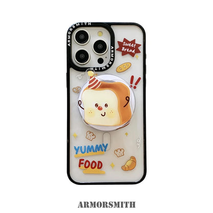 Kawaii Bread Magnetic Stand Holder Phone Case