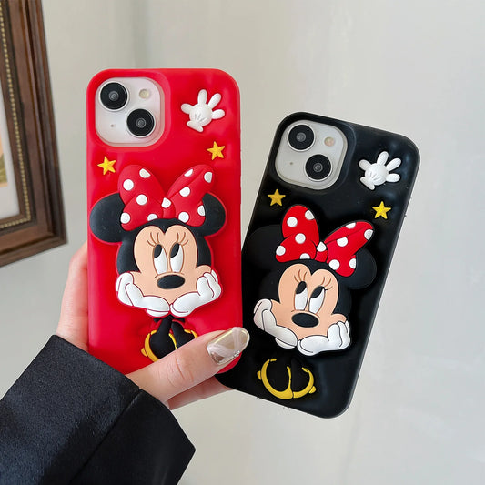 Cute 3D Bowknot Minnie Hold Face Grip Tok Holder Cartoon Soft Phone Case