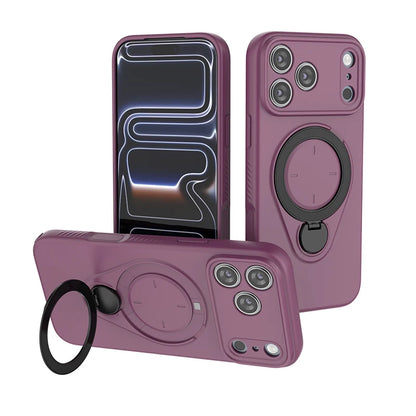 Magnetic Liquid Silicone Rotating Bracket Phone Case For iPhone