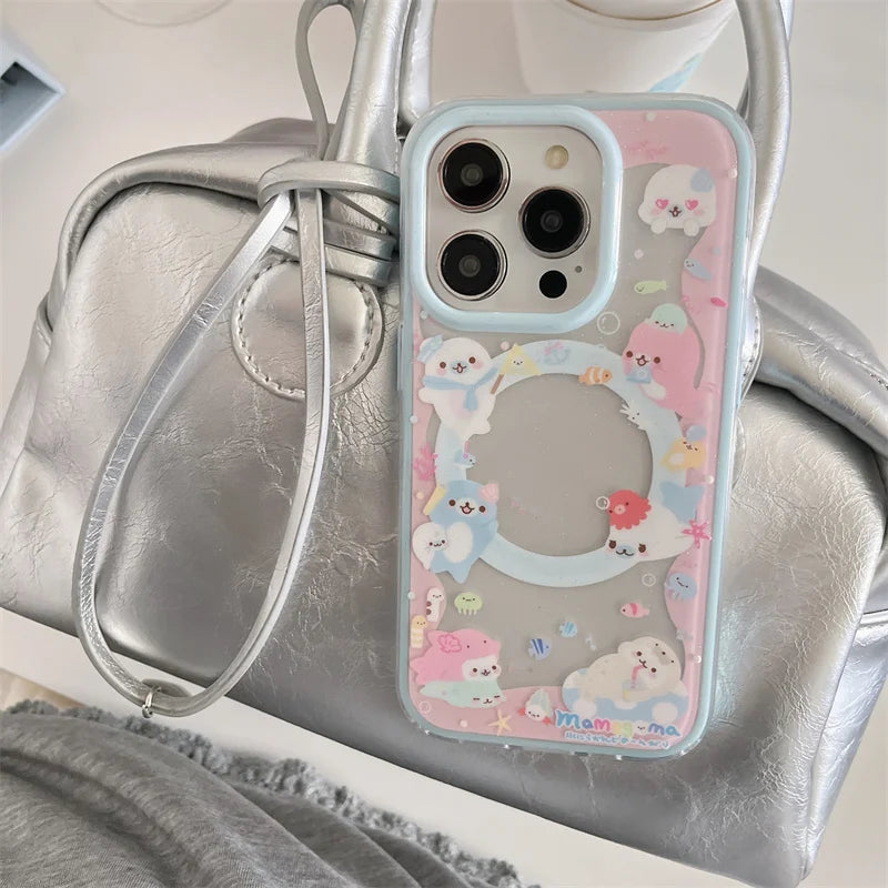 Cute Dolphin Shaking Bracket Magnetic Phone Case