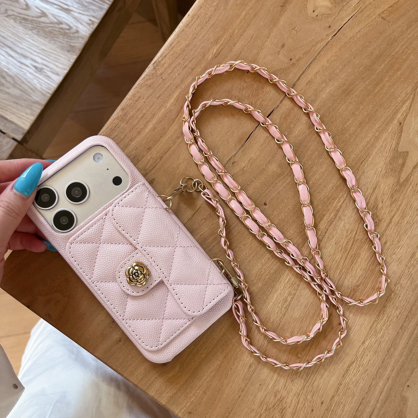 Luxury Leather Texture Card Slot Wallet Crossbody Lanyard Phone Case For iPhone
