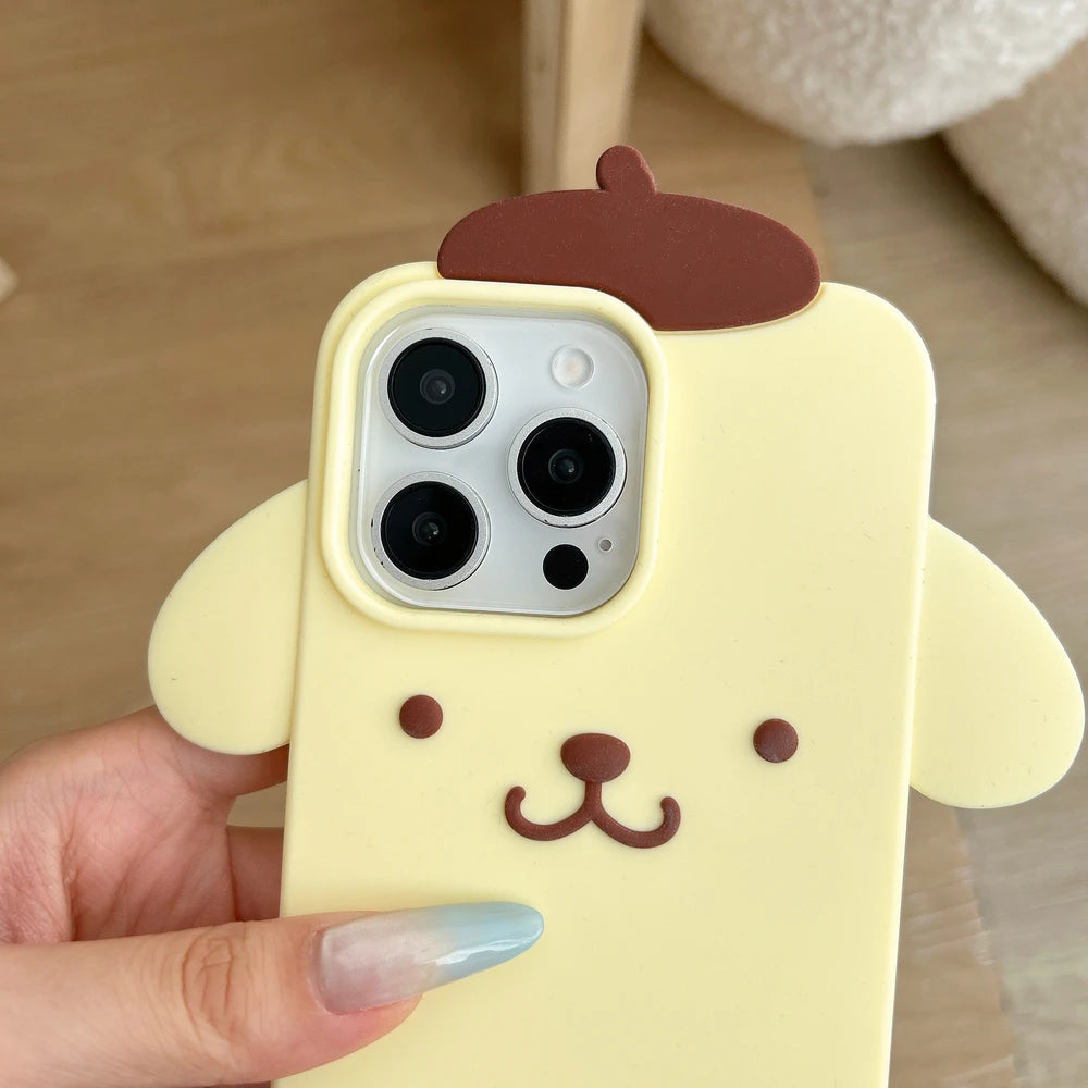 3D Stereoscopic Cute Fashion Sanrio Cinnamoroll Pom Pom Purin Phone Case For iPhone