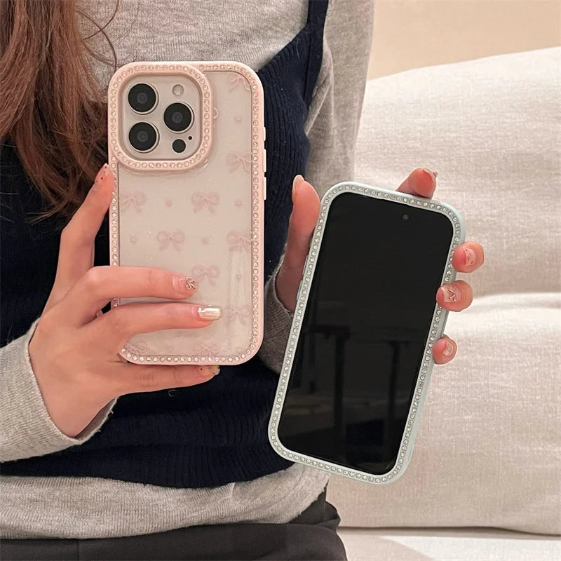 Fashion Glitter Rhinestone Border Bowknot Phone Case