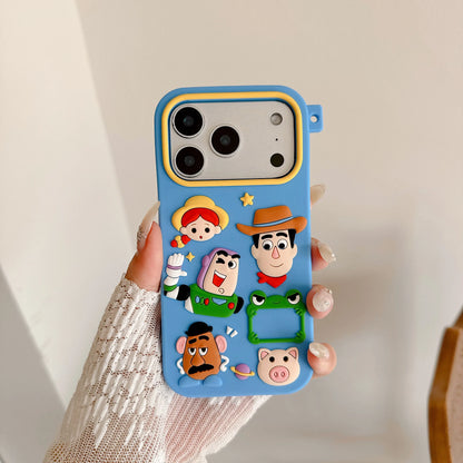3D Cartoon Big Eyed Frog Toy Family Phone Case For iPhone