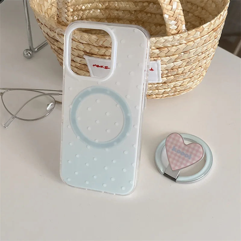 Simple Polka Dots Gradient Blue Magnetic Stand Holder Phone Case
