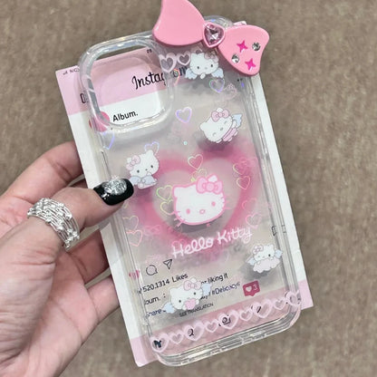 Hello Kitty Bow Full Screen Angel Phone Case For iPhone