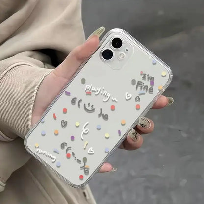 Colorful Polka Dots Cartoon Cover Transparent Phone Case