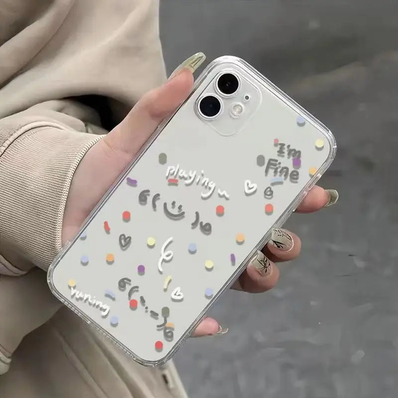 Colorful Polka Dots Cartoon Cover Transparent Phone Case