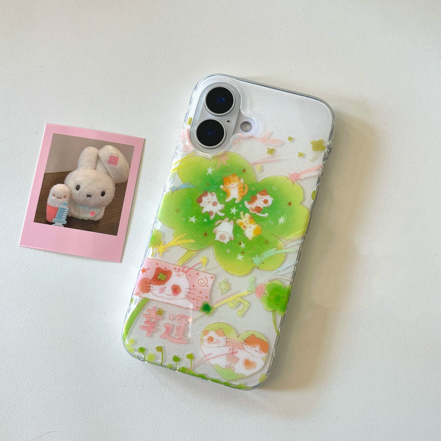 Cartoon cute Lucky Cat Clover Star Phone C ase