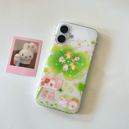 Cartoon cute Lucky Cat Clover Star Phone C ase