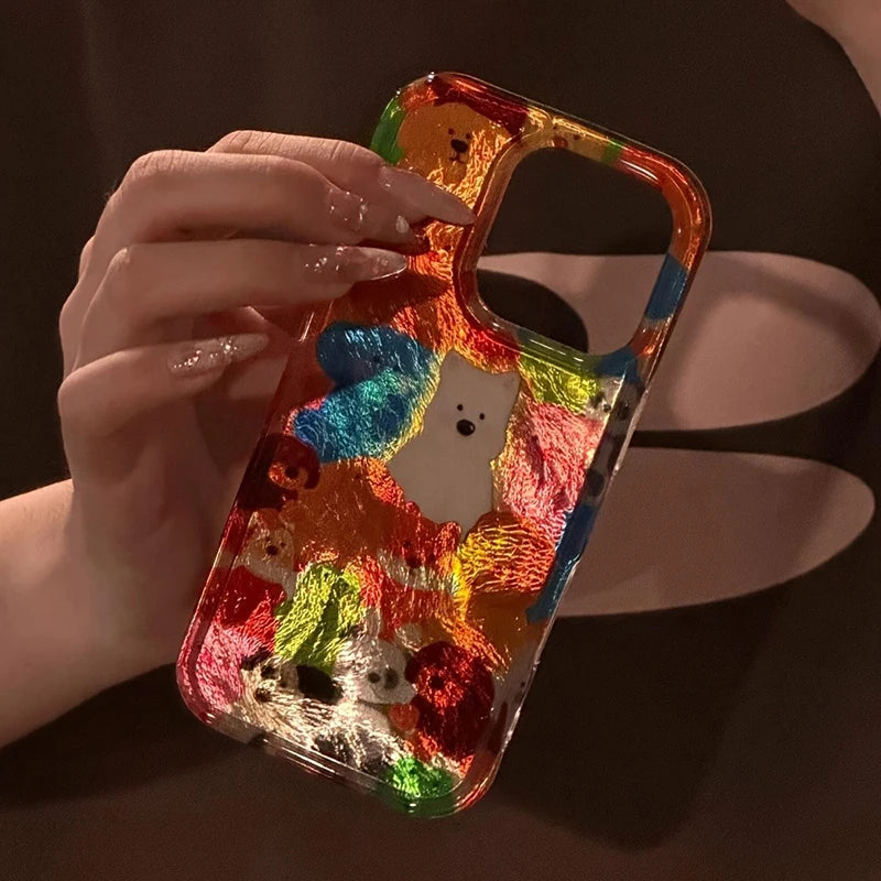 Cute Colorful Graffiti Puppy Phone Case For iPhone