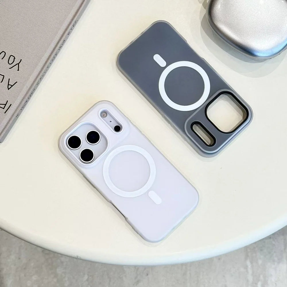 Luxury 2 IN 1 Soft Silicone For magsafe Wireless Charging Phone Case For iPhone