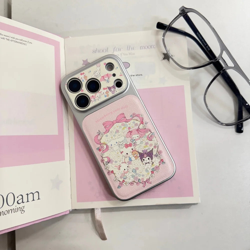 Fine Hole Skin Sticking Sanrio Family Phone Case For iPhone